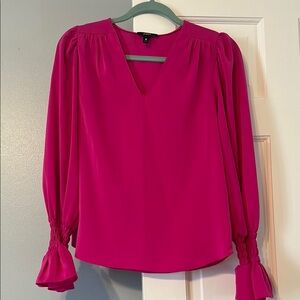 Aqua Pink Puff Sleeve Blouse with Relaxed Fit